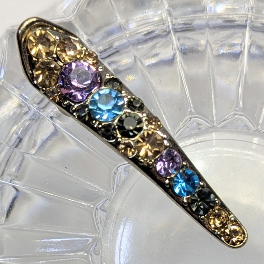 Gold Hair Clip with Sparkling Multicolor Gems Small Size